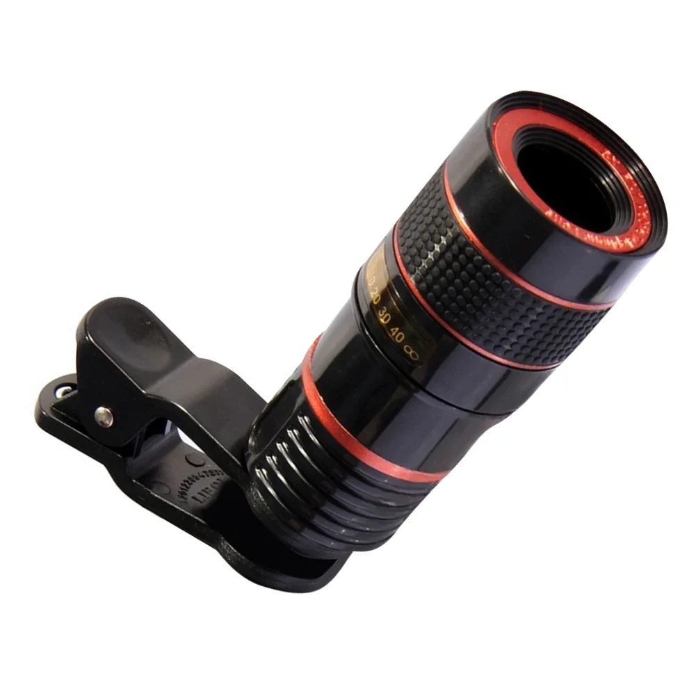 External Lens Black Shell 8x Mobile Phone Lens Adjustable Focal Length High Magnification for Watching Competitions Concerts