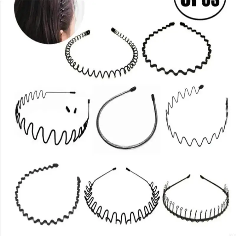 M6CD 9PCS Bandas cabeceira dentes metal M6CD Bandas cabeça onduladas diariamente, use faixas cabeça para e diário