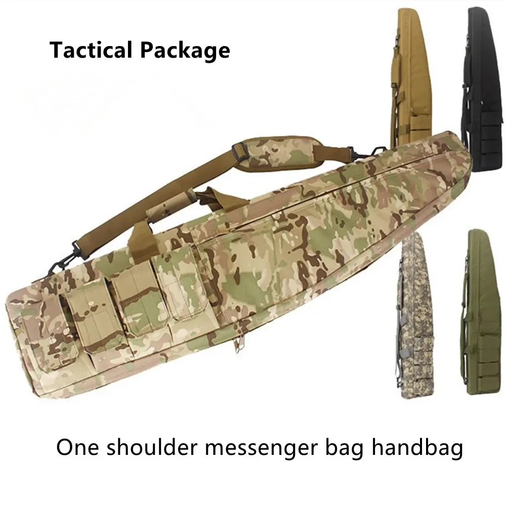 Bandolera de hombro para ventilador al aire libre, equipo de caña de pescar para pistola, almacenamiento seguro, bolso de viaje, estuche táctico de camuflaje impermeable