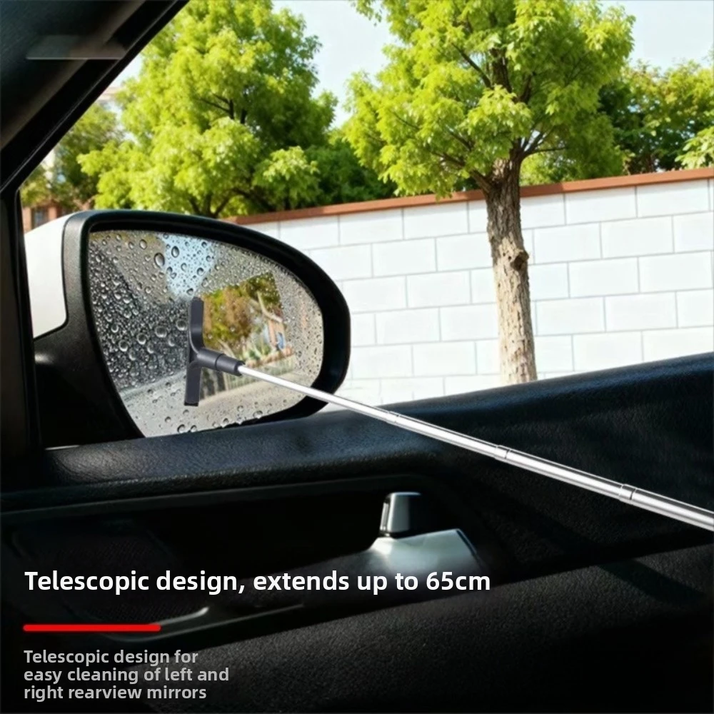 Telescopic Handle Rearview Mirror Wiper Multi-use Squeegee Lightweight Window Glass Cleaner Retractable Design Auto Accessories