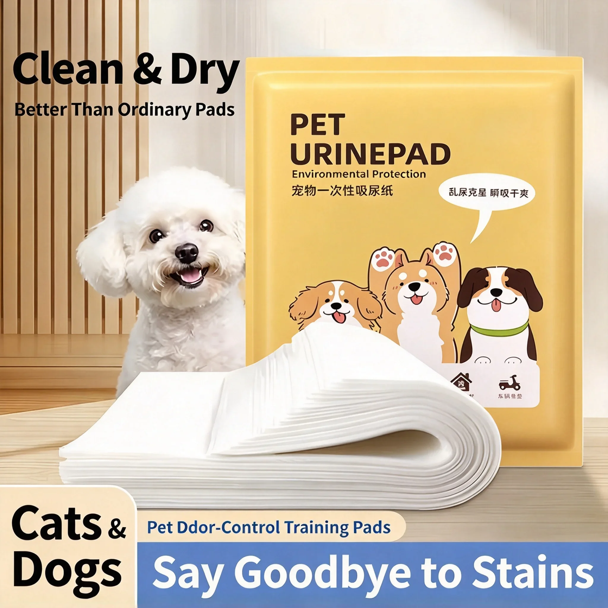 100 Pack Super Absorbent Dog Pee Pads Quick Drying Disposable Pet Urine Pads for Puppy Cat Potty Training Travel