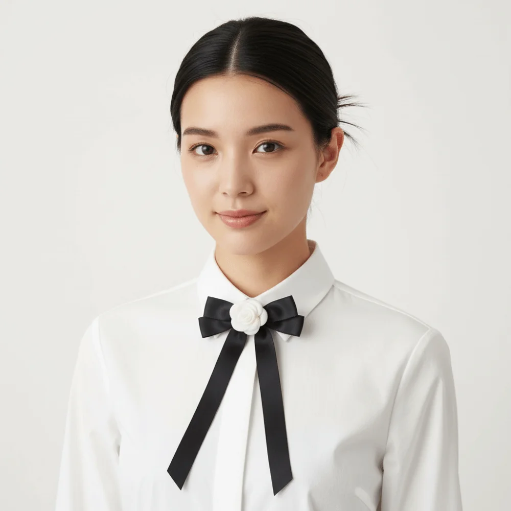 Sweet White Black Ribbon Pin Camellia Pearl Funerals Memorial Pin Photo Accessories Lapel Pin Mourning Badge Brooch Women