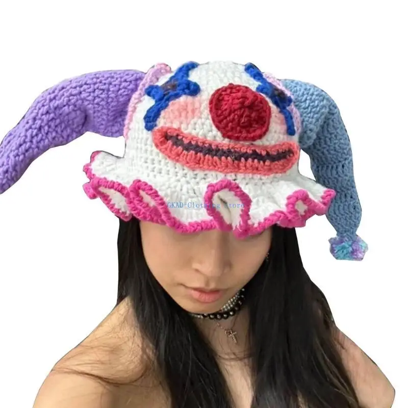 N0PE милая шапка-бини с клоуном, забавная вязаная шапка для покупок, прогулок, универсальная ветрозащитная шапка для активного