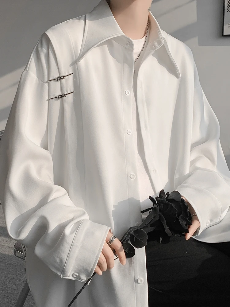 

Мужская повседневная свободная рубашка-куртка однотонного цвета, универсальная, весна-осень, новая, в уличном стиле, дышащая, с длинными рукавами