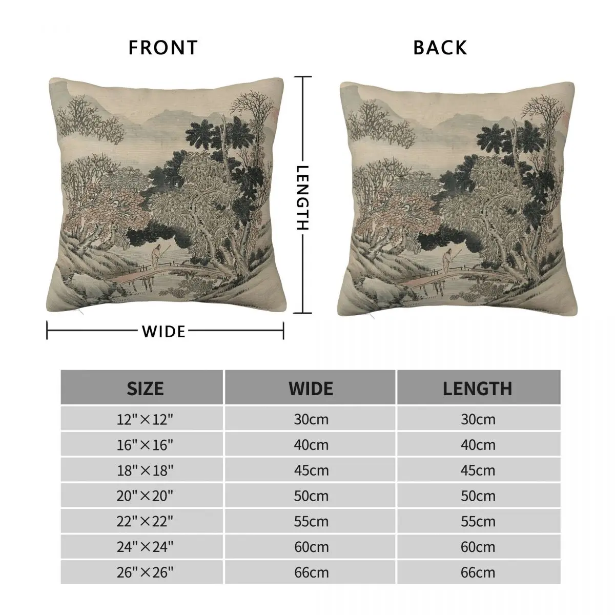 Japanese Man Crossing Bridge Square Pillowcase Polyester Linen Velvet Pattern Zip Decorative Pillow Case Bed Cushion Cover
