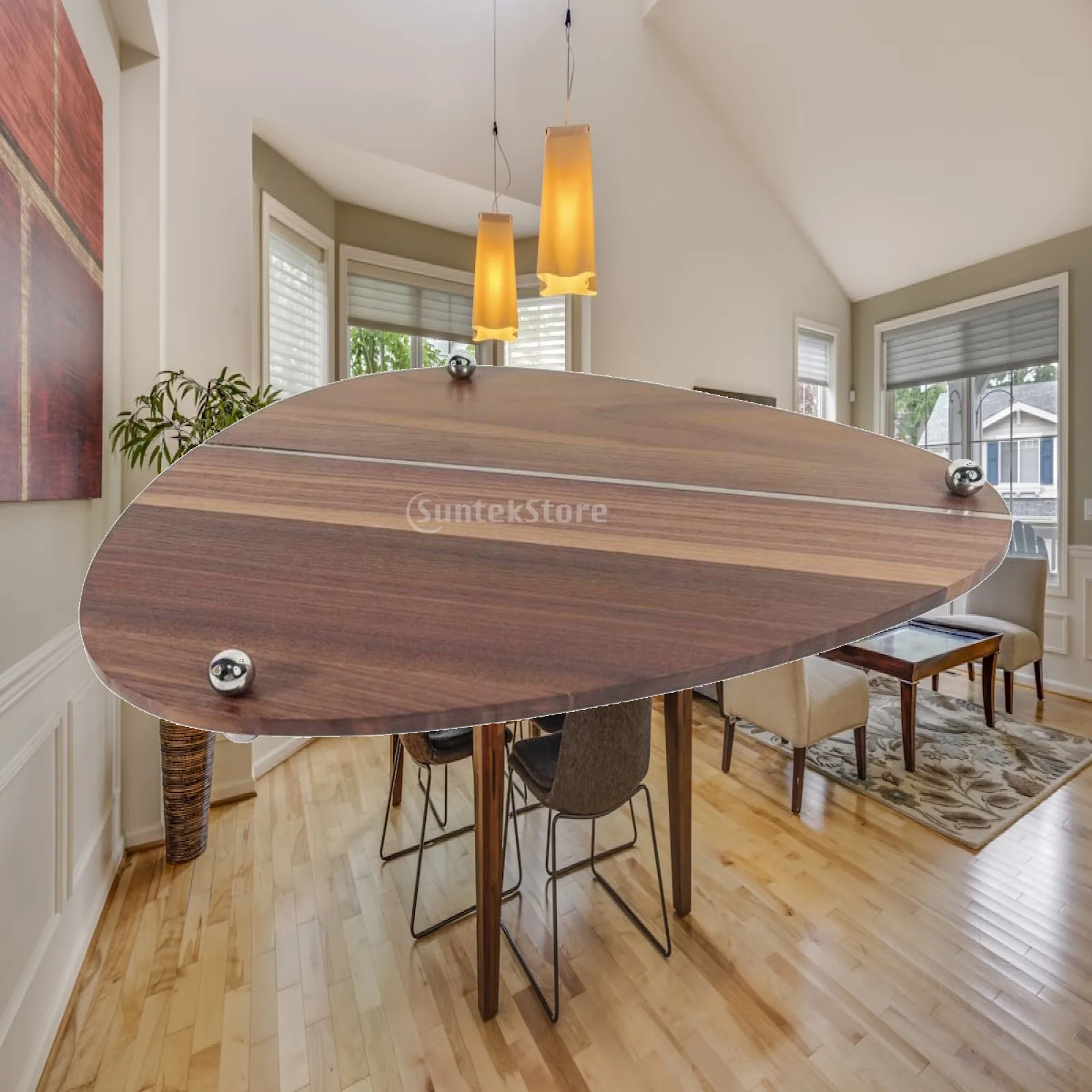 Walnut and Steel Decorative Tray Modern Design for Kitchen Counter