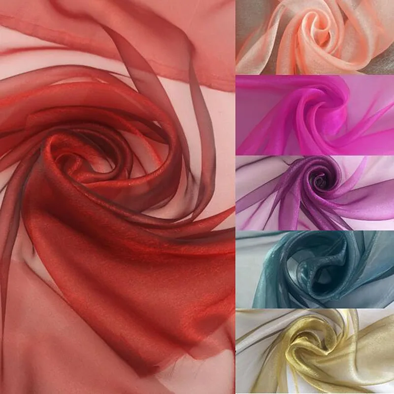 Two Tone Crystal Sheer Organza Fabric, See through Gradient Voile, Shimmer Iridescent Tulle, By The Yard