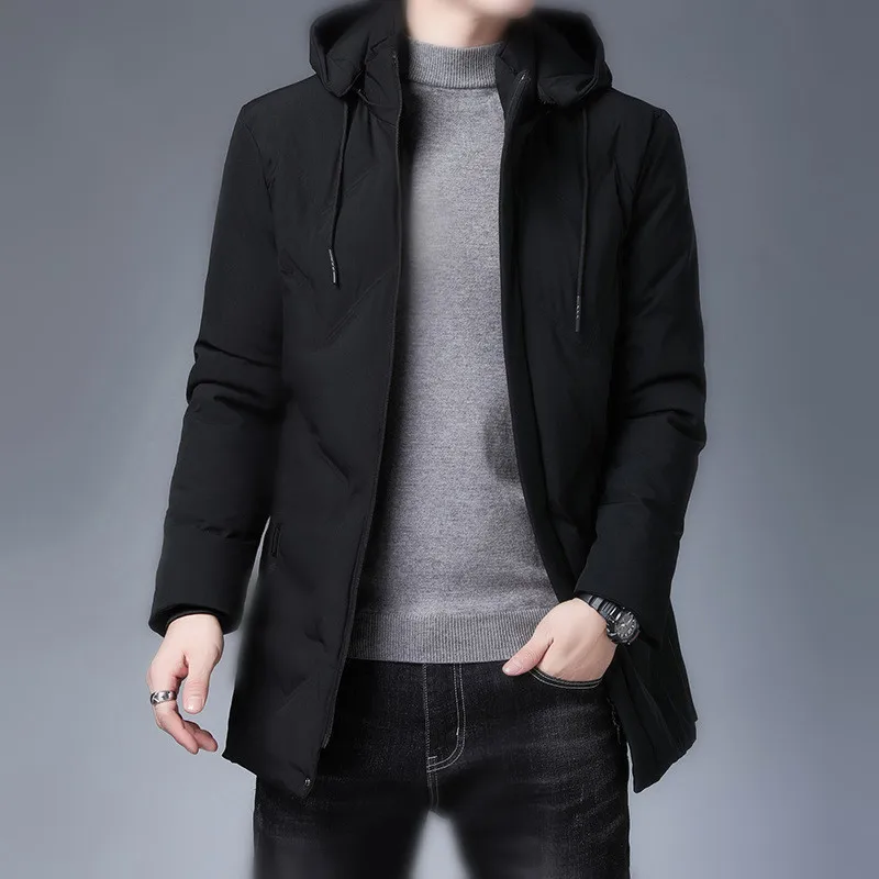 Parkas cálidas de lana para hombre, abrigos de invierno, chaquetas casuales de moda, cuello desmontable