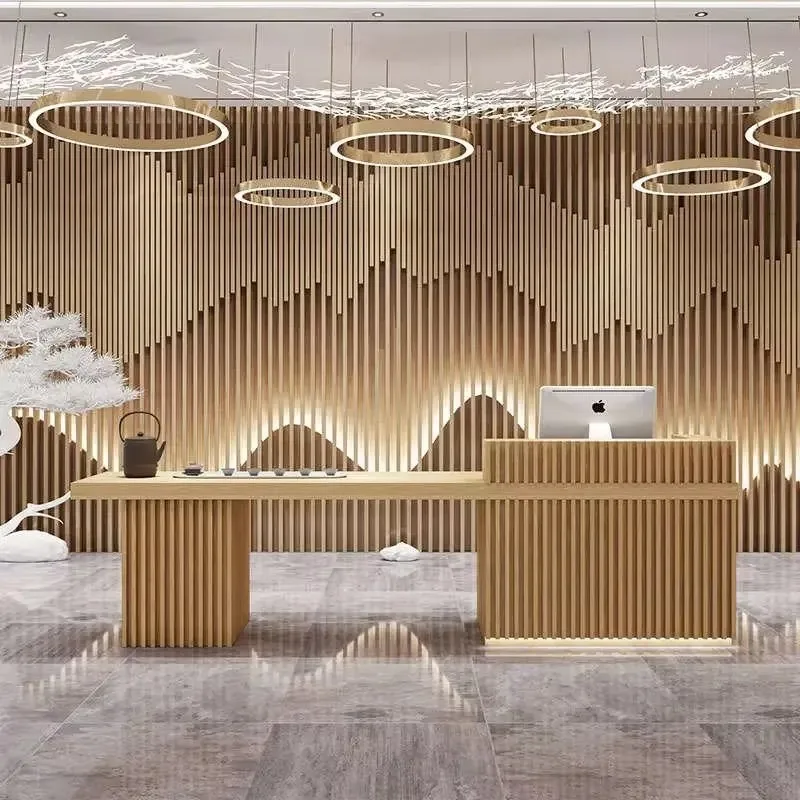 

Desks Multifunctional Display Counter Brown Stylish Reception Modern Reception Desks Front Beauty Mostrador Bar Furniture