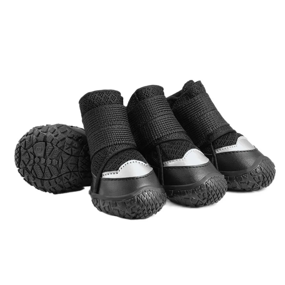 

4pcs/set Durable Breathable Dog Boots Wear-resistant Waterproof Dog Shoes Anti-Slip Soft Rubber Sole Dog Boots Chihuahua