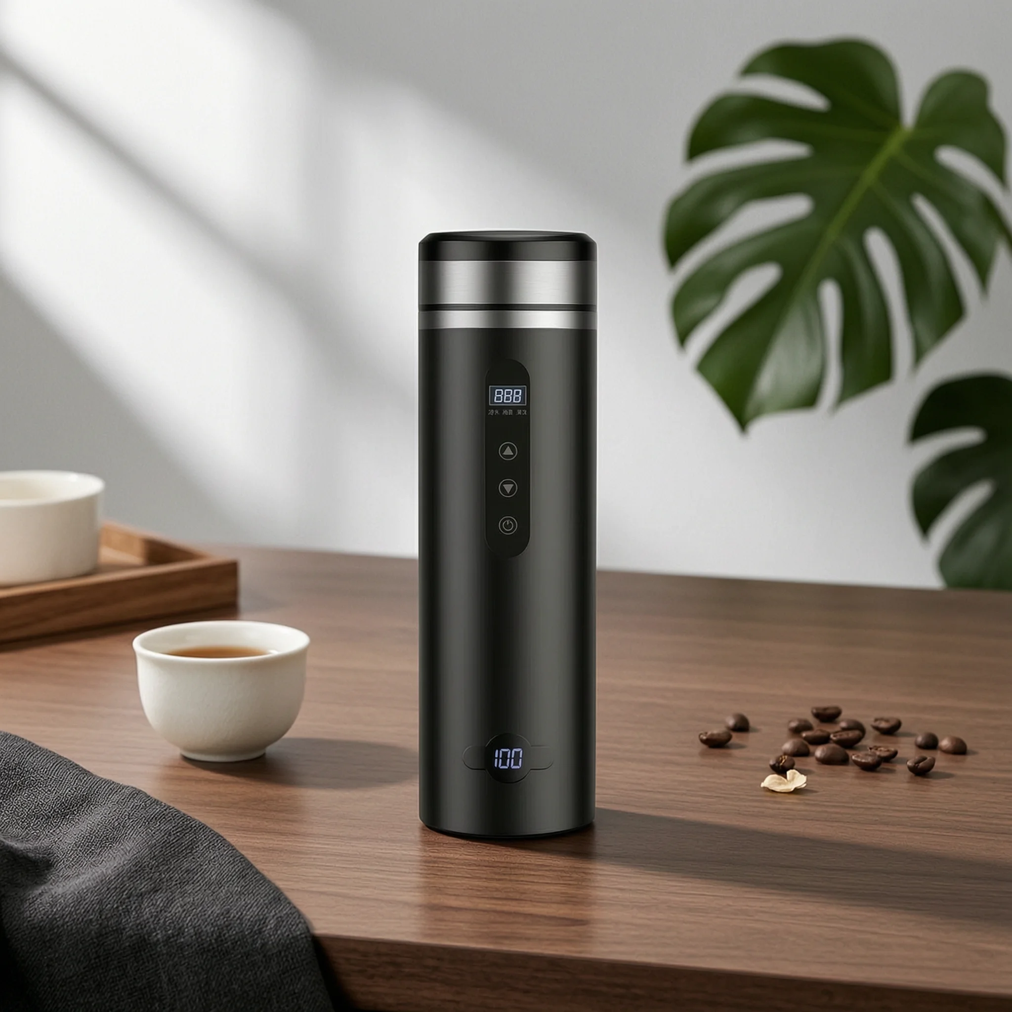 

Electric Heating Cup Touch-Control Car Electric Heating Mug Travel Kettle Portable Stainless Steel for Commuters, Office
