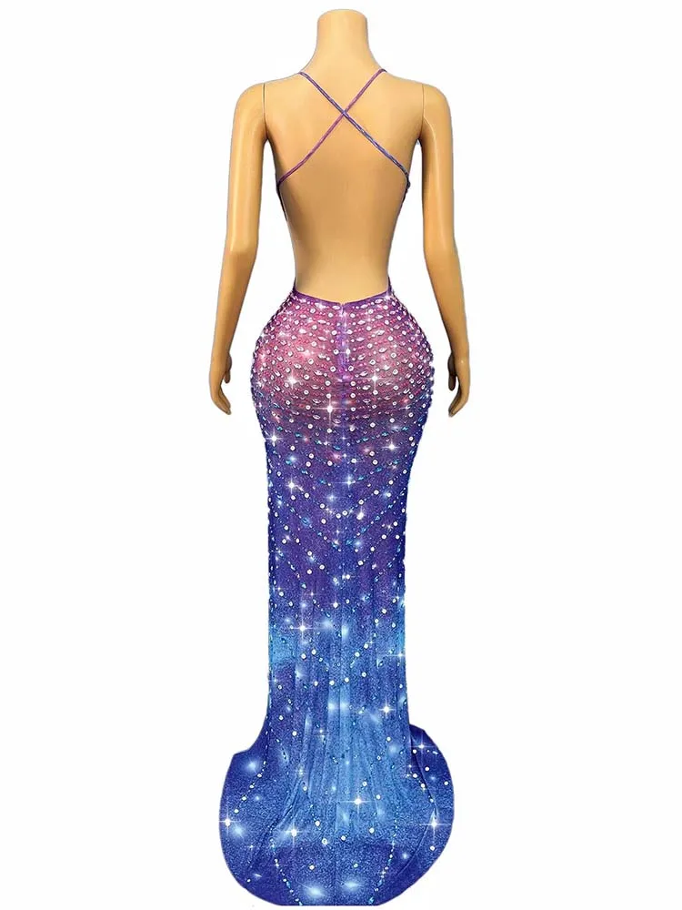 Hochwertiges, heißprägenes, sexy Straps-V-Ausschnitt, rückenfreies Kleid, 2025, neue Mode, individuelle Damenbekleidung