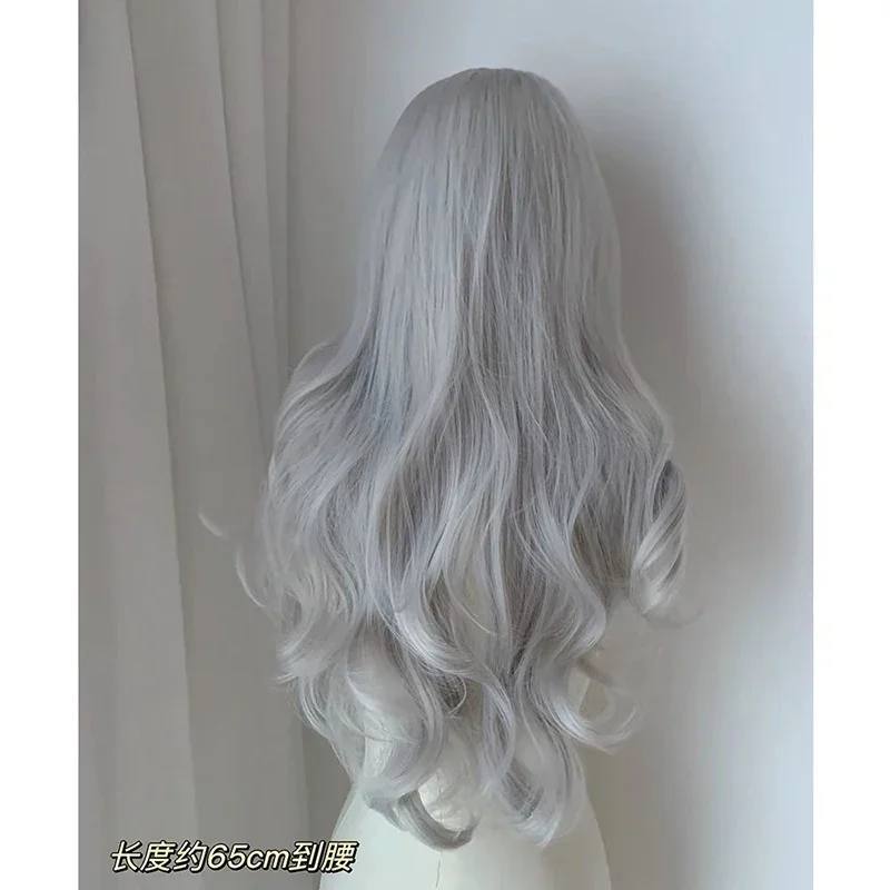 Lady Daily Fashion Copricapo Capelli lunghi ricci Palla Abito da sera Match Center Parrucca con frangia divisa Festa Donna Capelli lunghi a onda grande