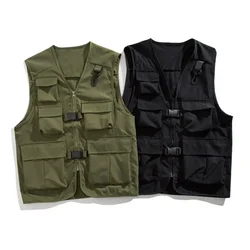 Summer Men Tactical Vest Coat Casual Photographer Waistcoat Mesh Work Sleeveless Multi Pockets Jacket Tools Pocket Cargo Vest
