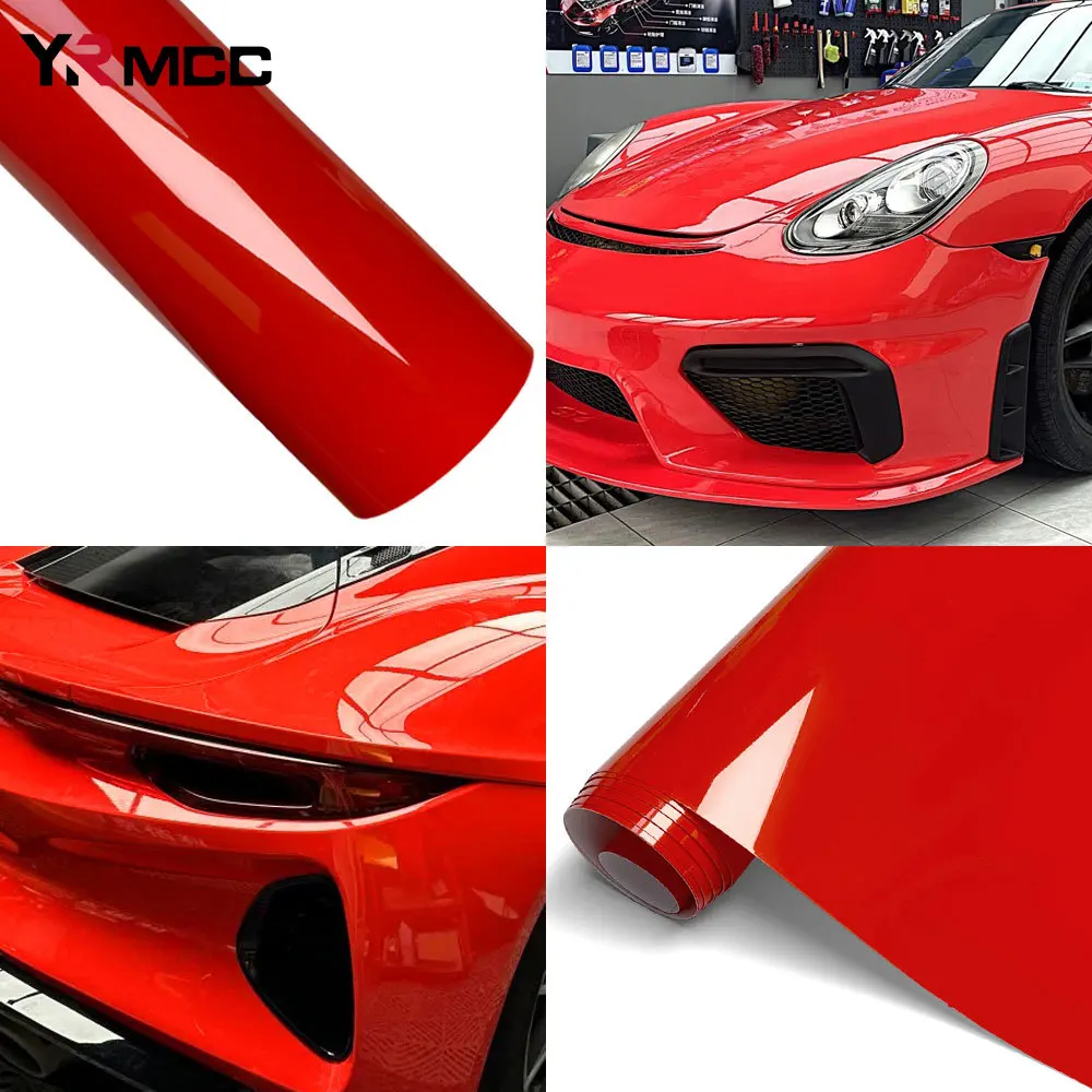 

Glossy PET Red Vinyl Wrap Car Stickers Color Change Film Auto Wrapping Film Bubble Free Sticker Vinyl Decals for Car Accessories