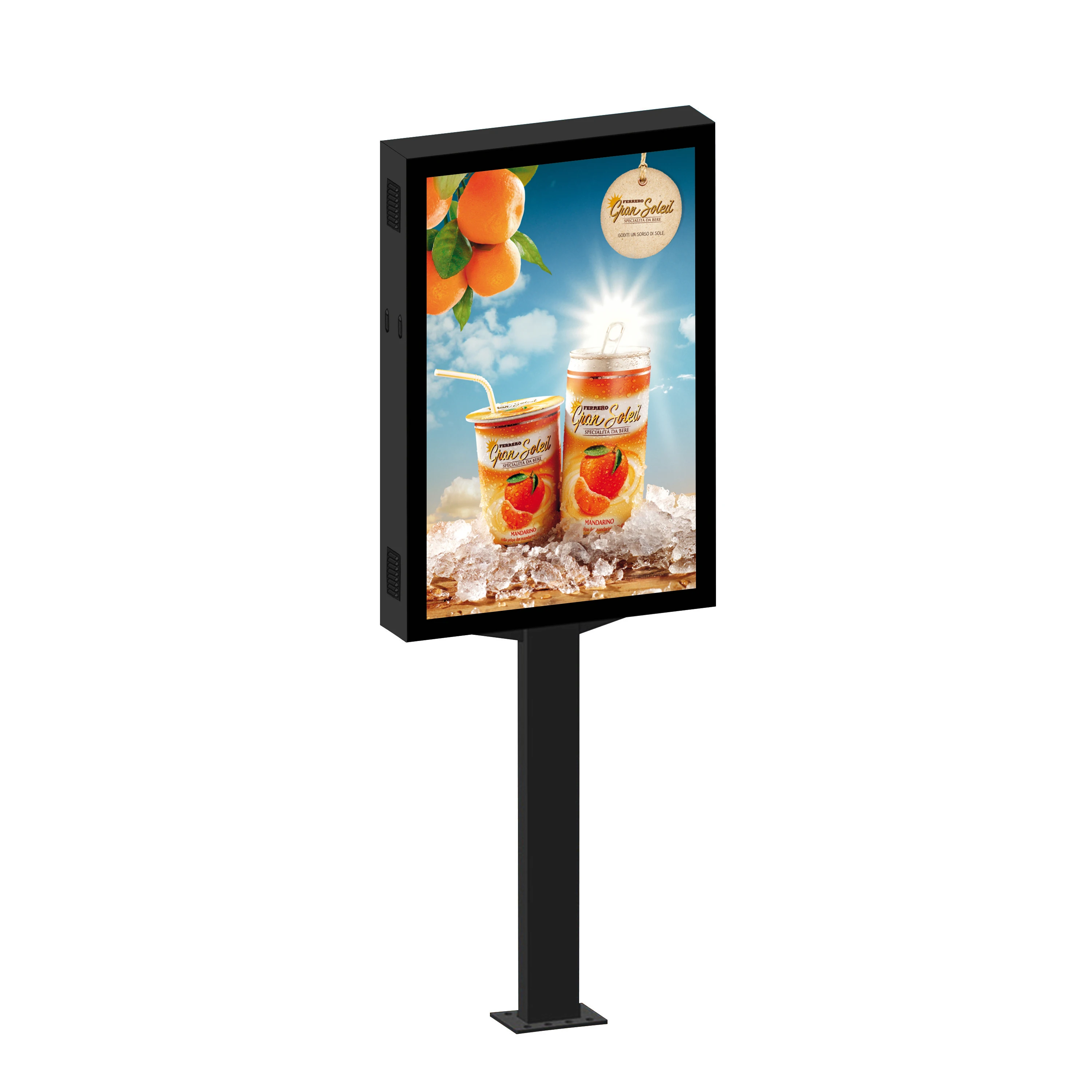 Solar Powered Light Box Outdoor Waterproof P4 Led Advertising Lamp Post Mupi Lightbox