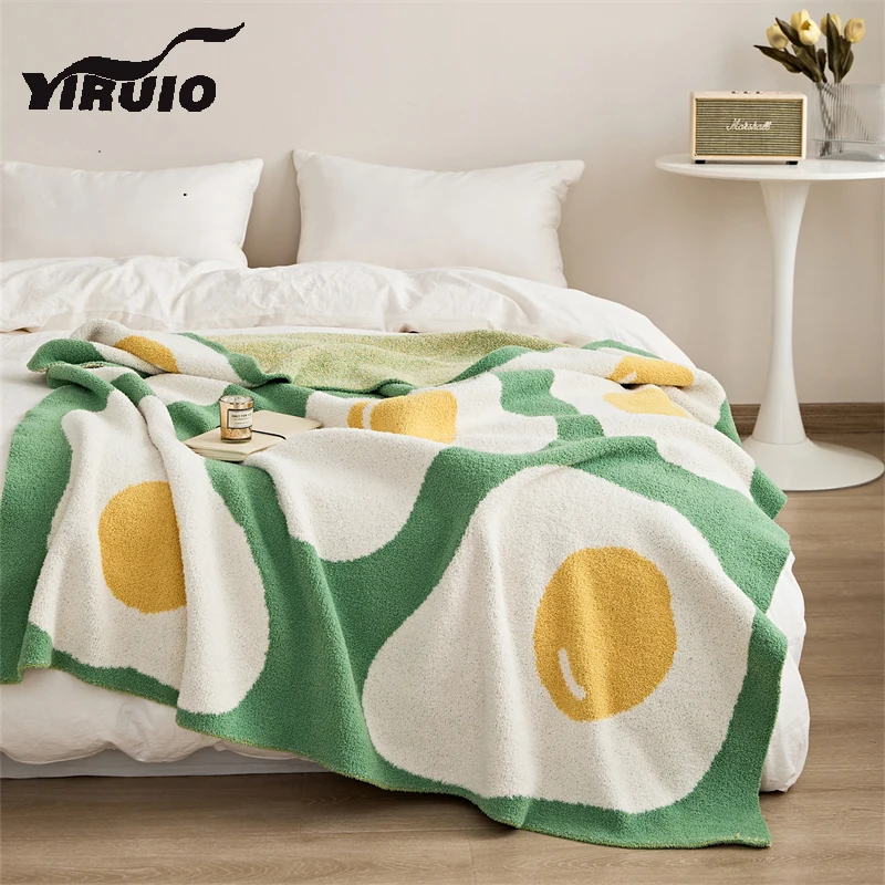 

YIRUIO Kawaii Funny Egg Design Blanket Throw Cute Home Decorative Cozy Soft Microfiber Knitted Sofa Bed Leisure TV Quilt Blanket