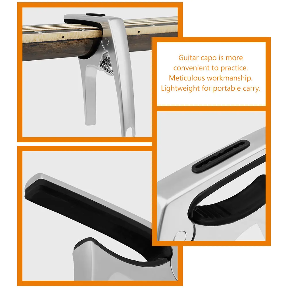 Guitar Capo Metal Sturdy Tuning Clip Universal Multifunctional for Acoustic Electric Classical Ukulele Guitar Picks Included view 4