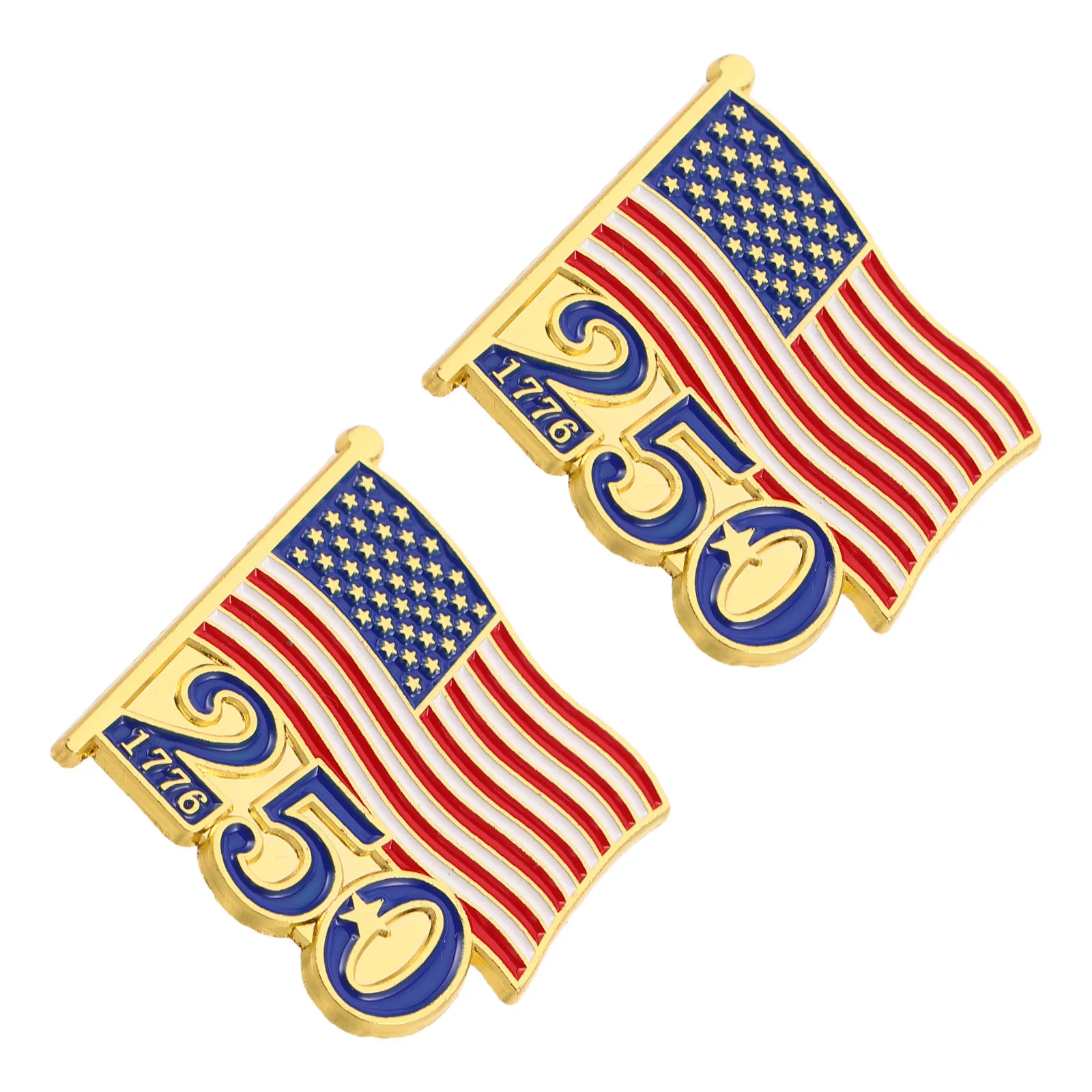 2Pcs American Pride Lapel Pins Usa Flag Enamel Badge Set Alloy Patriotic Brooch for Fourth of July Parade Veterans Gift