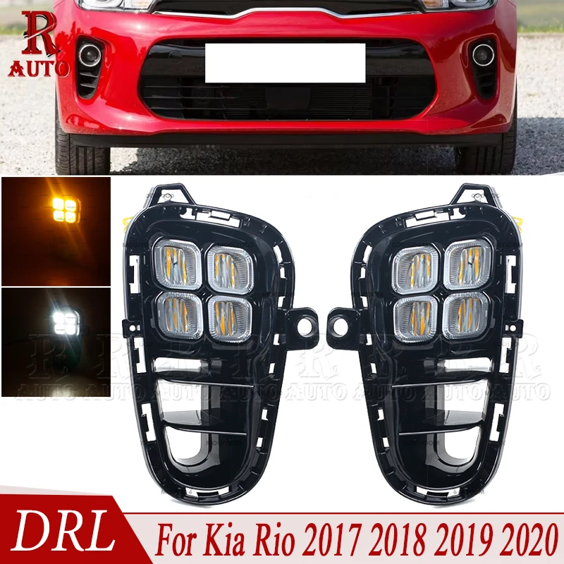 

LED DRL Daytime Running Light Fog Light Turn Signal Light Driving Lamp Headlight Foglamp For Kia RIO 2017 2018 2019 2020