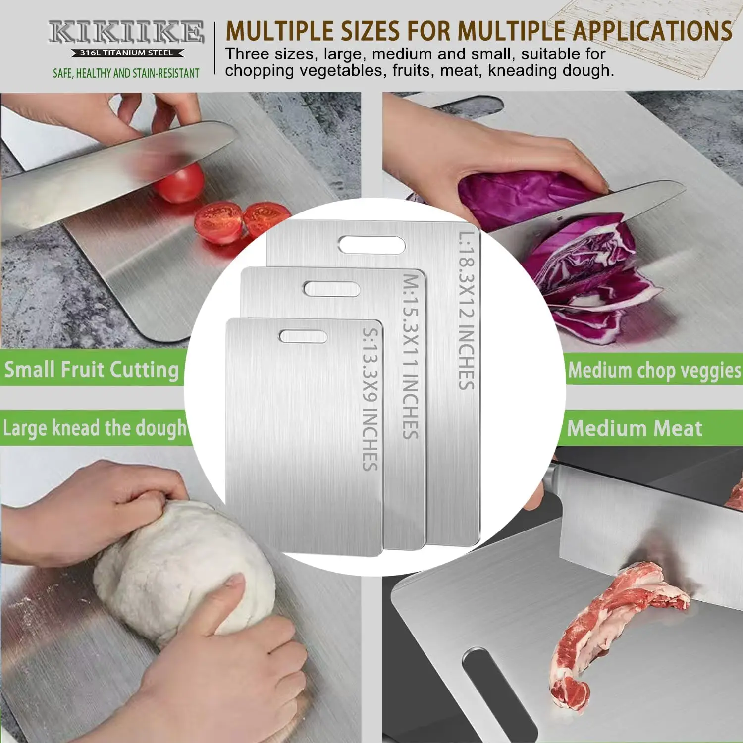 3-Piece Titanium Cutting Board Set: Durable, Non-Stick, Easy Clean for Kitchen