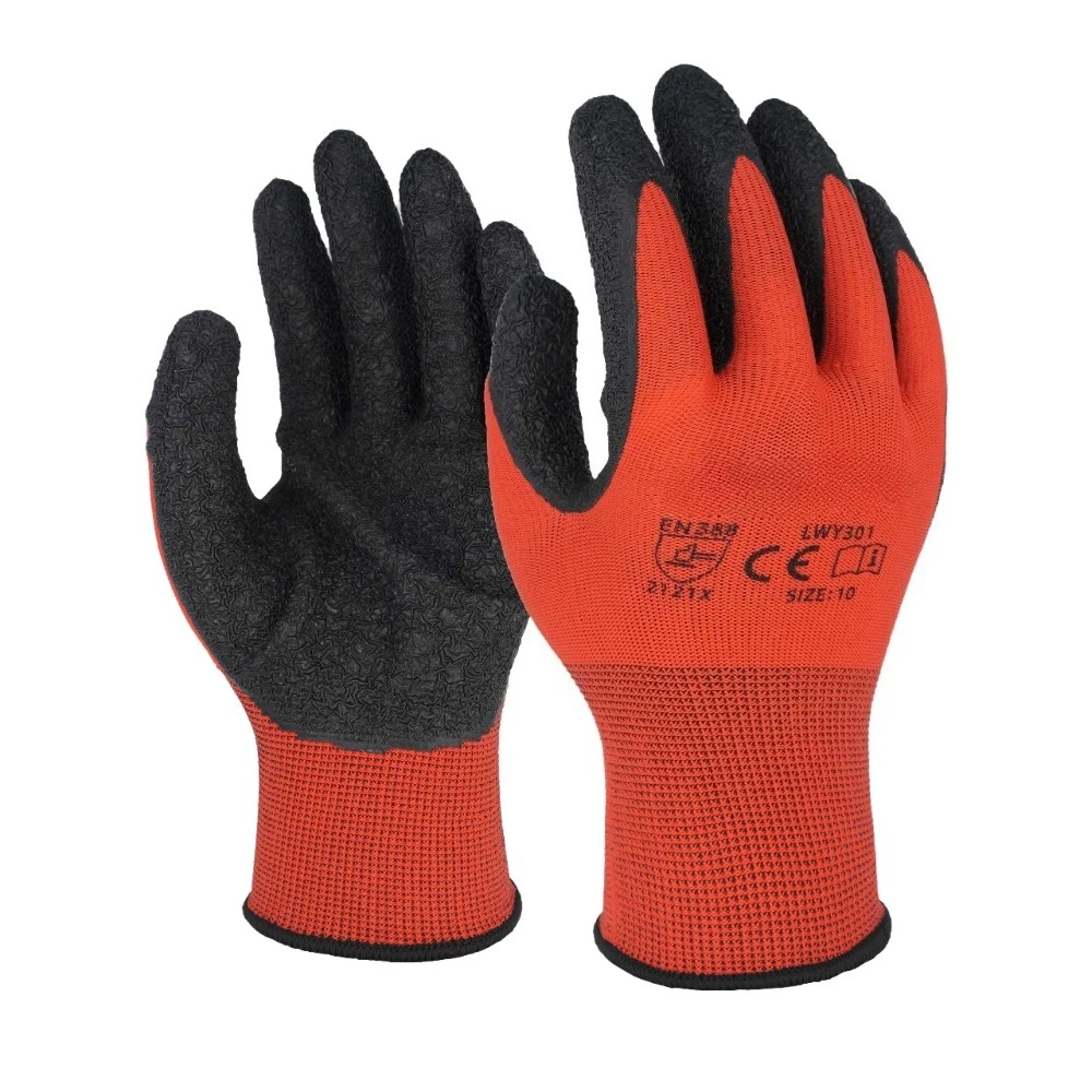 5Pcs Wrinkled Latex Gloves, Palm Coated Cut Resistant Grade 1 Oil Resistant Building Industrial Garden Gloves