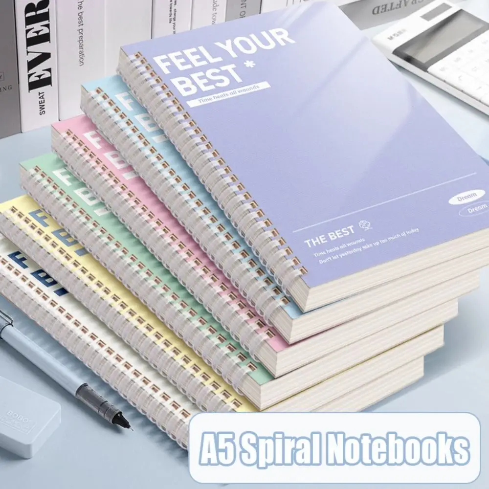 60Sheets/Book A5 Spiral Notebooks Perforated Pages Horizontal Line Inner Pages Diary Book Color Hand Account Book Students