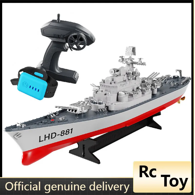 LHD-881 Rc Battleship Remote Control Boat 2.4GHz Waterproof Large Size Ship Low Battery Alarm /off Water Power Outage Toy gifts