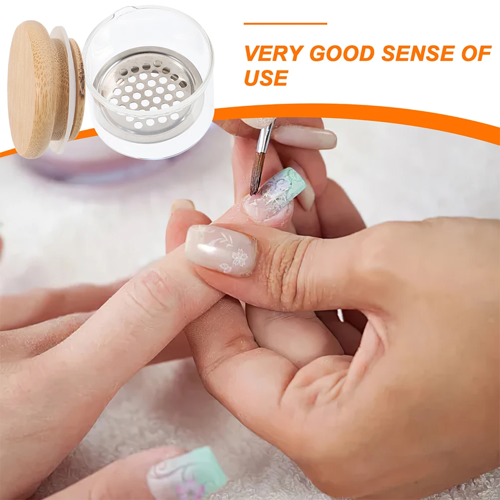 

2pcs Wash Cup for Nail Manicure Glass Dipping Container Decorative Bowl Tool Set Stainless Steel Strainer Layered Crystal