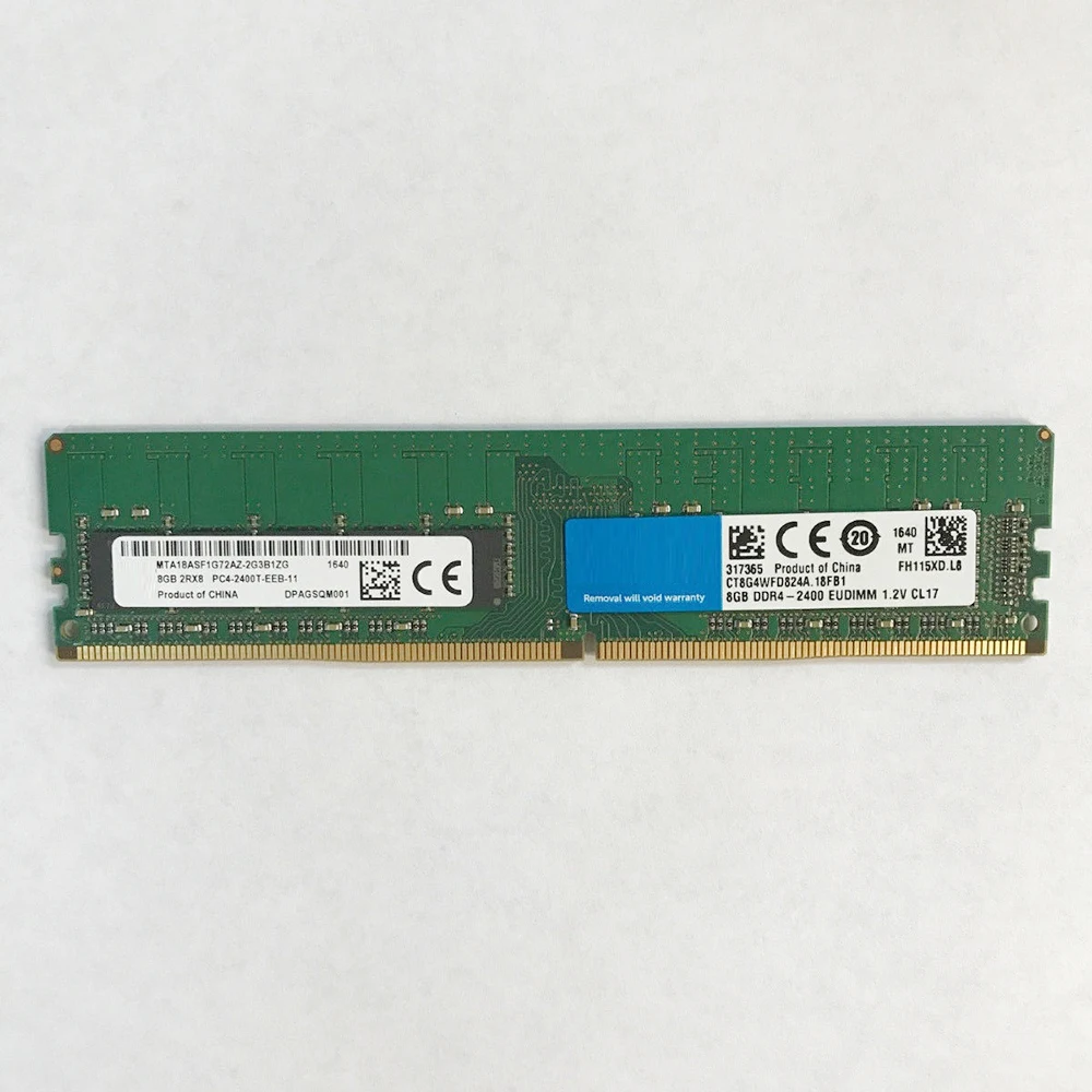 Memoria piezas para servidor MT, 1 PC4-2400T, 8G RAM, MTA18ASF1G72AZ-2G3B1ZG, 8GB, 2RX8, 2400