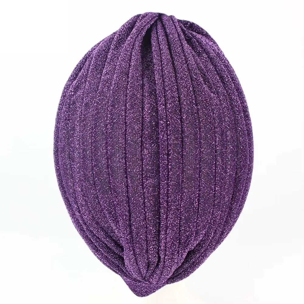 New Shiny Hijab Caps Elastic Soft Polyester Twist Knot Turban Hat Breathable Wrap Style Islamic Headband Women Headwear