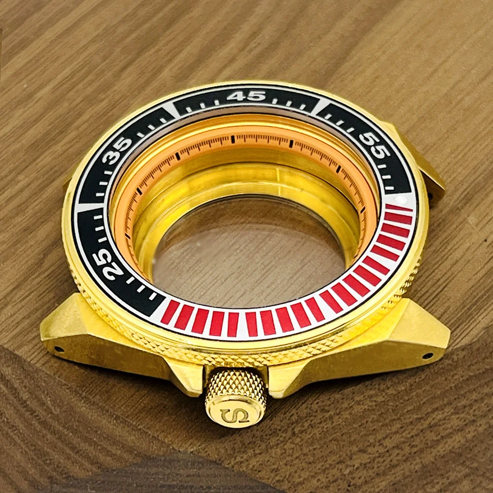 44Mm Srpe Samurai King Horloge Case Fit Voor Nh34 Nh35 Nh36 4r35 7S Beweging Saffier Glas Mannen Duiken Goud Samurai Horloge Gevallen