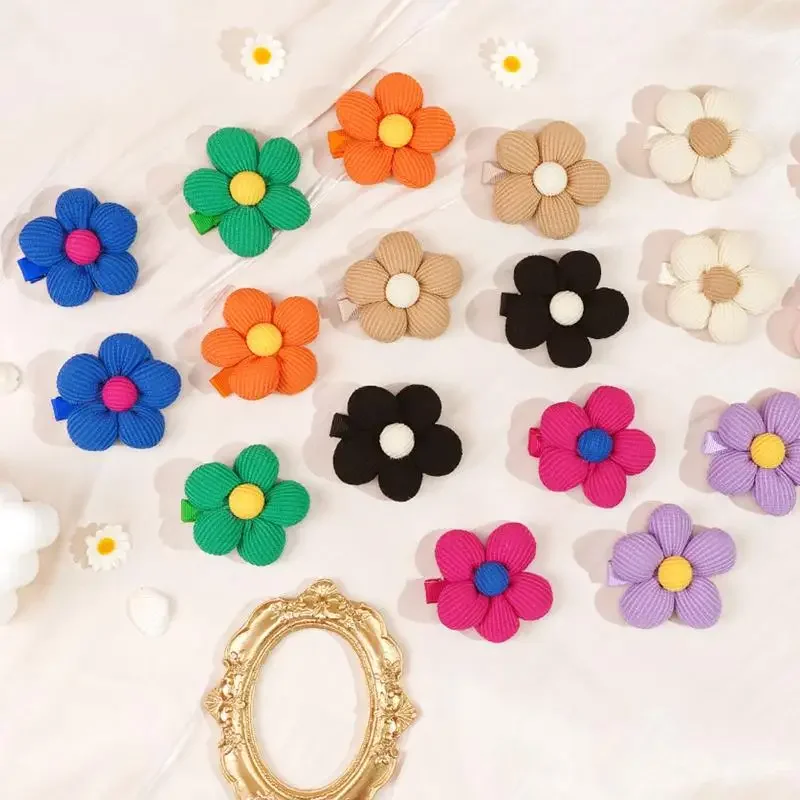 Conjunto de 2 grampos de cabelo de jacaré semi-coberto para meninas e mulheres com padrão floral 3D e conjunto de presente cheio de algodão