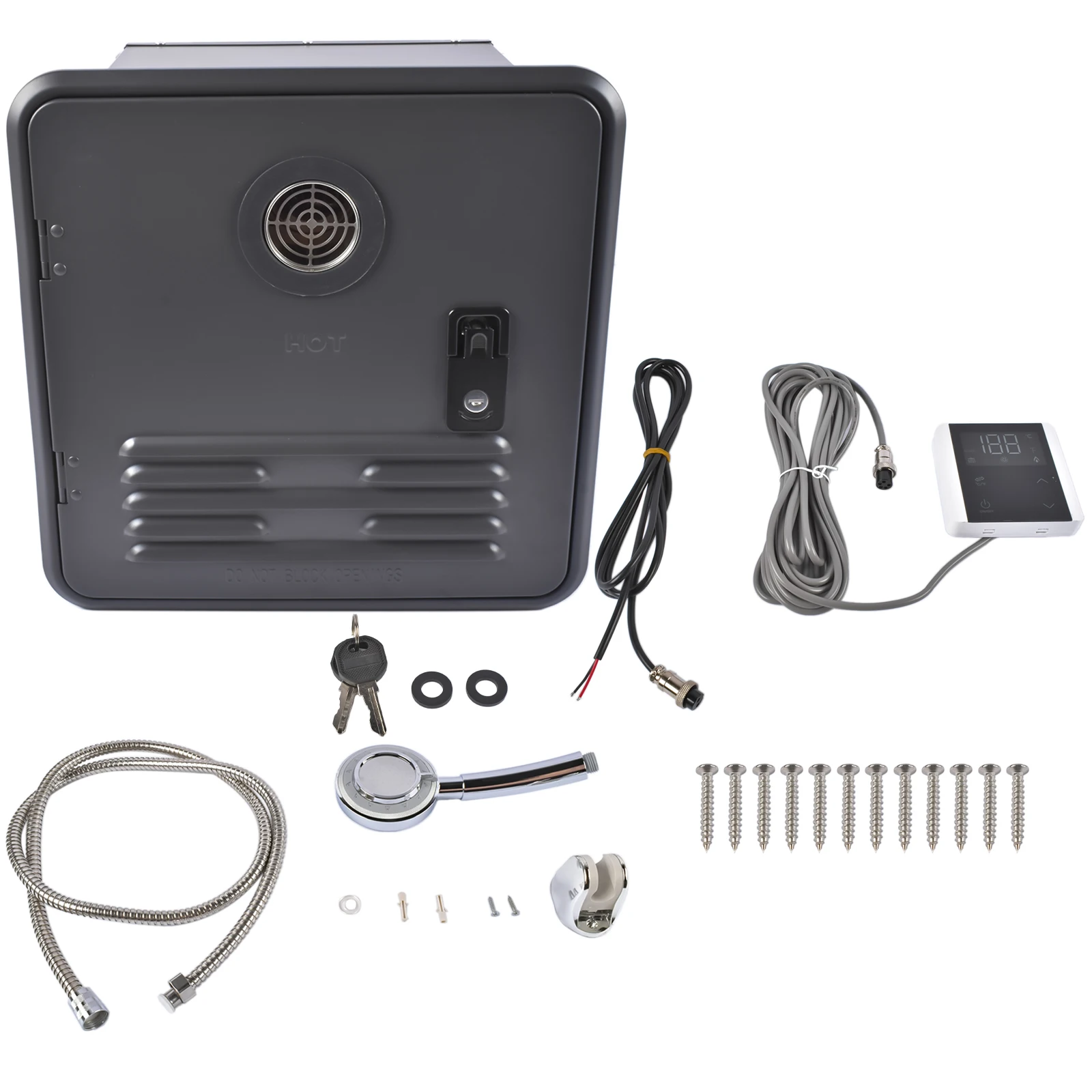 AP03 White/Black RV Tankless Instant Water Heater Propane Gas 15x15 in 12V 42000 BTU w/Controller