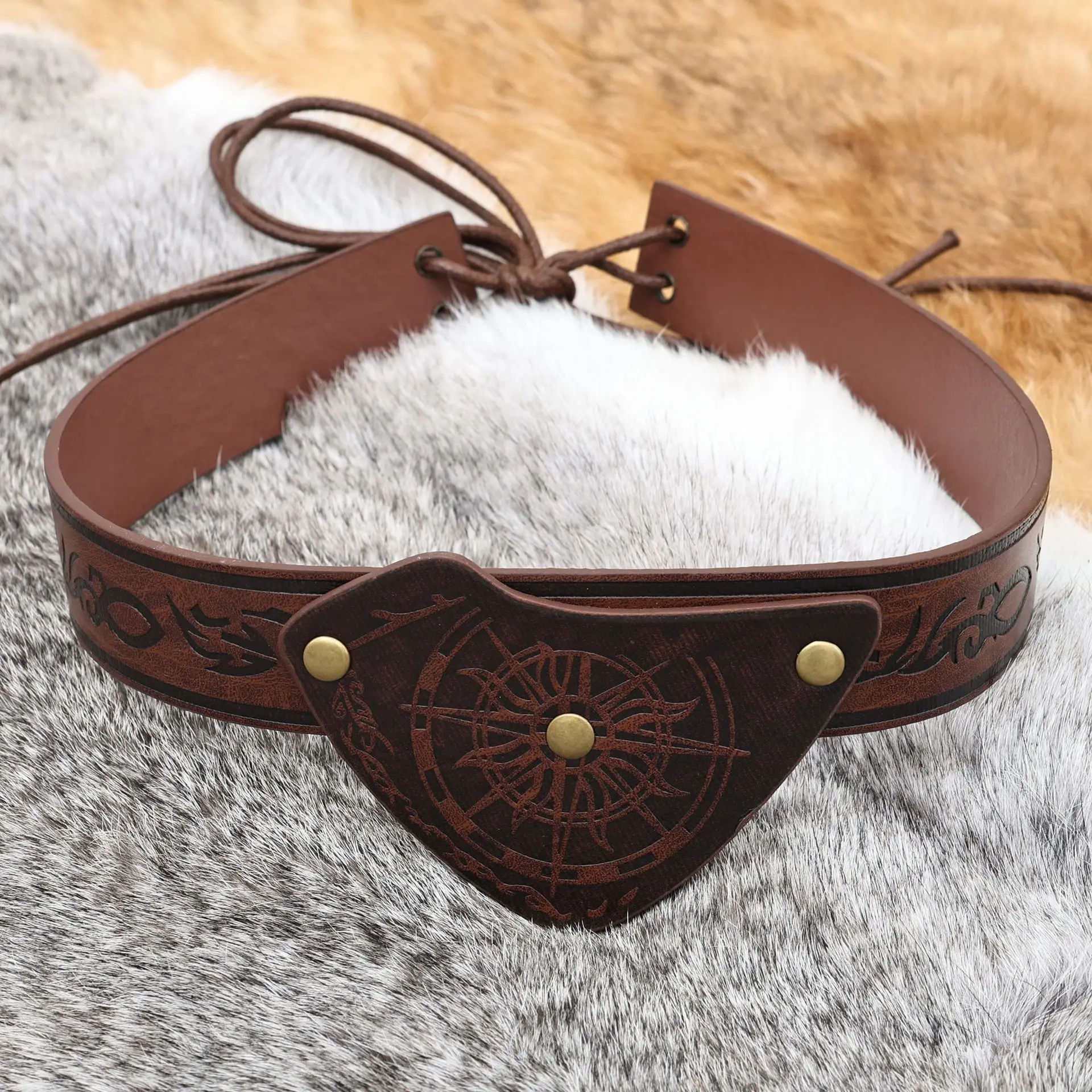 Funny Medieval Retro Viking Faux Leather Embossed Pirate Eye Patch Renaissance Eye Patch Adult Cosplay Prop