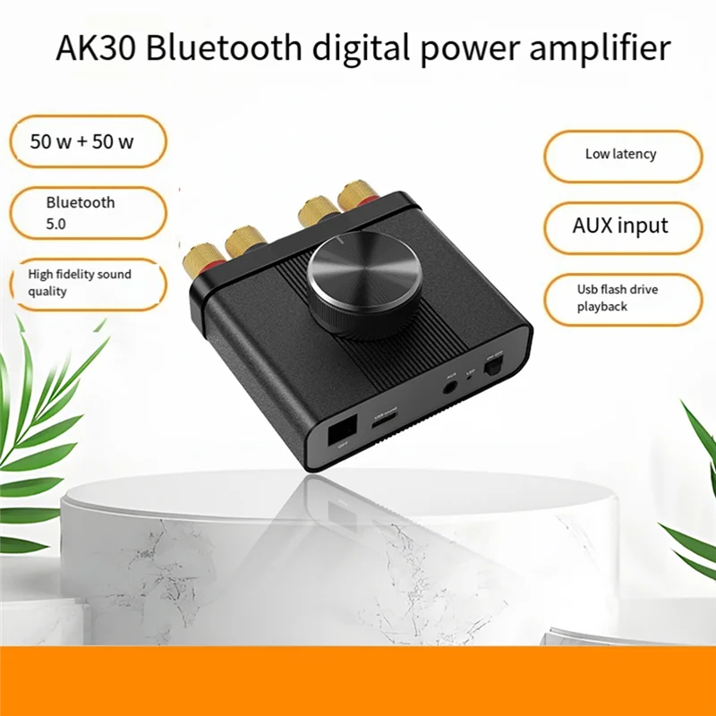 Excellent-Bluetooth Power Amplifier, 20W Stereo Hifi Digital Audio Receiver, Supports Bluetooth/USB/AUX Input Us Plug
