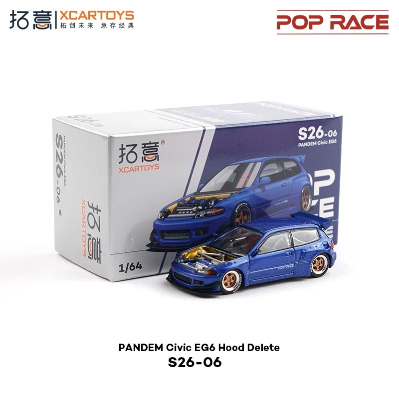 

Xcartoys x POP RACE 1:64 Pandem Civic EG6 Bule Idemitsu JACCS Капот удалить литье под давлением модель автомобиля