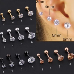 4 Pairs/set Elegant & Sparkling Faux Diamond Stud Earrings - Hypoallergenic Stainless Steel for Everyday Glamor & Special Occasi