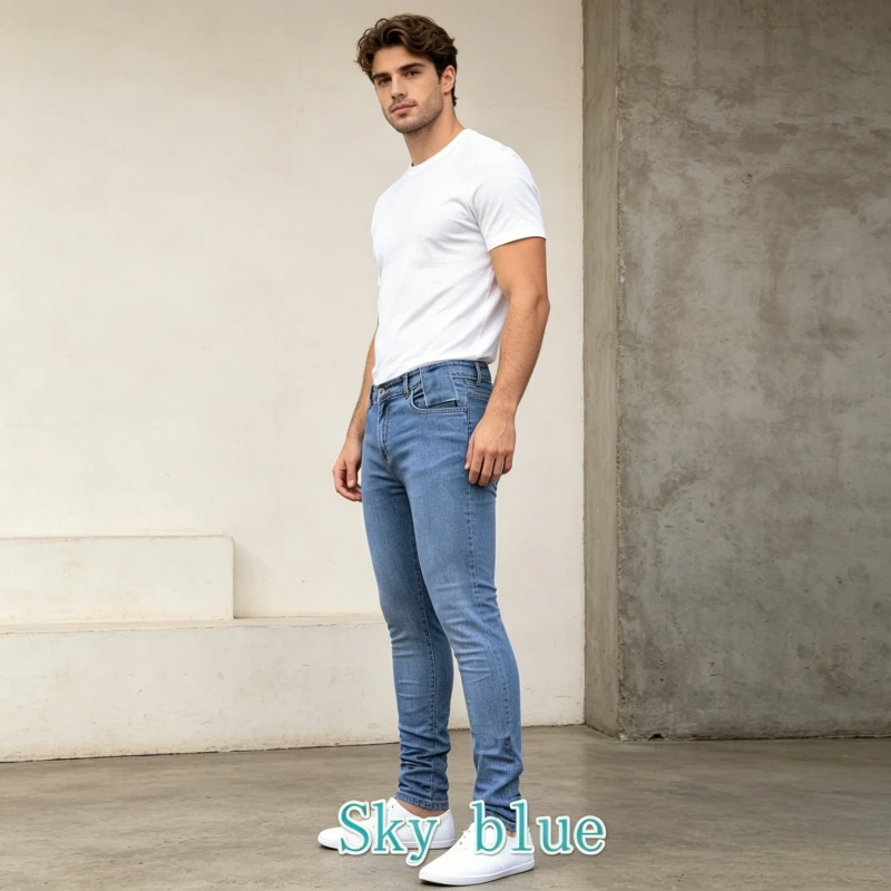 

Men Jeans Boyfriend Pencil Pants Solid Summer Skinny Jean Hip Hop Goth Punk Style Clothes Denim Trousers Streetwear 2026