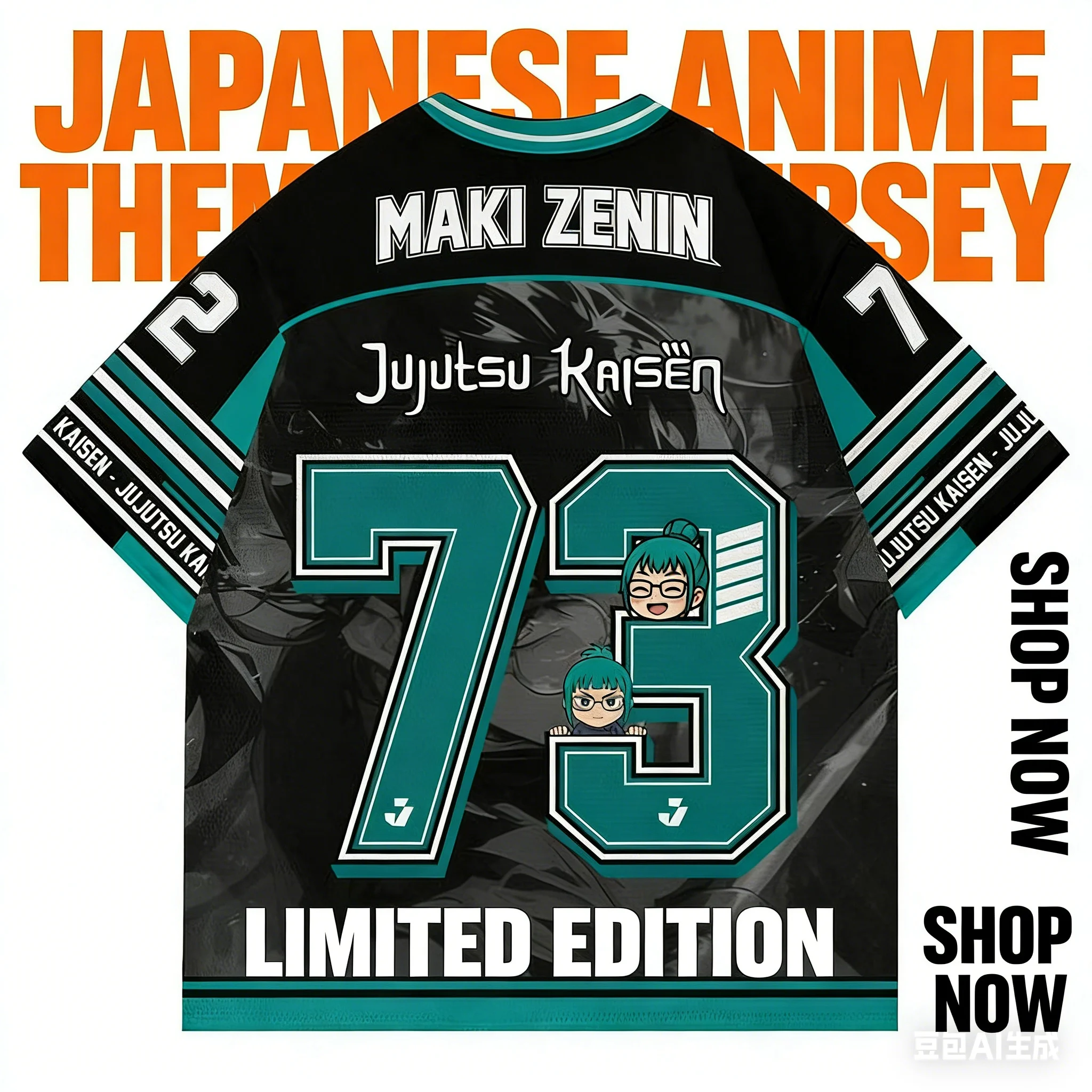 Neues Maki Zenin Jujutsu Kaisen Anime-Style Kpop Baseball Hockey T-Shirt 73 Jersey Fashion Streetwear Anime Daily Unisex Tops Tees