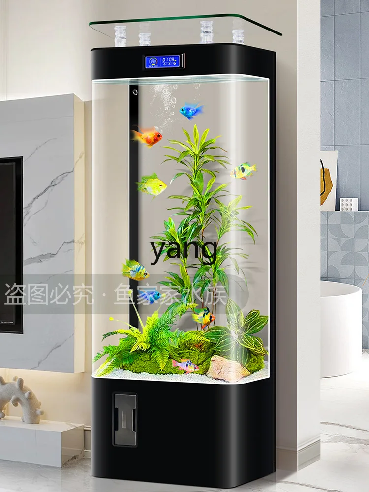 Yhl Glass Fish Tank Living Room Home Small and Medium-Sized Vertical Wall-Mounted TV Cabinet Fish Globe