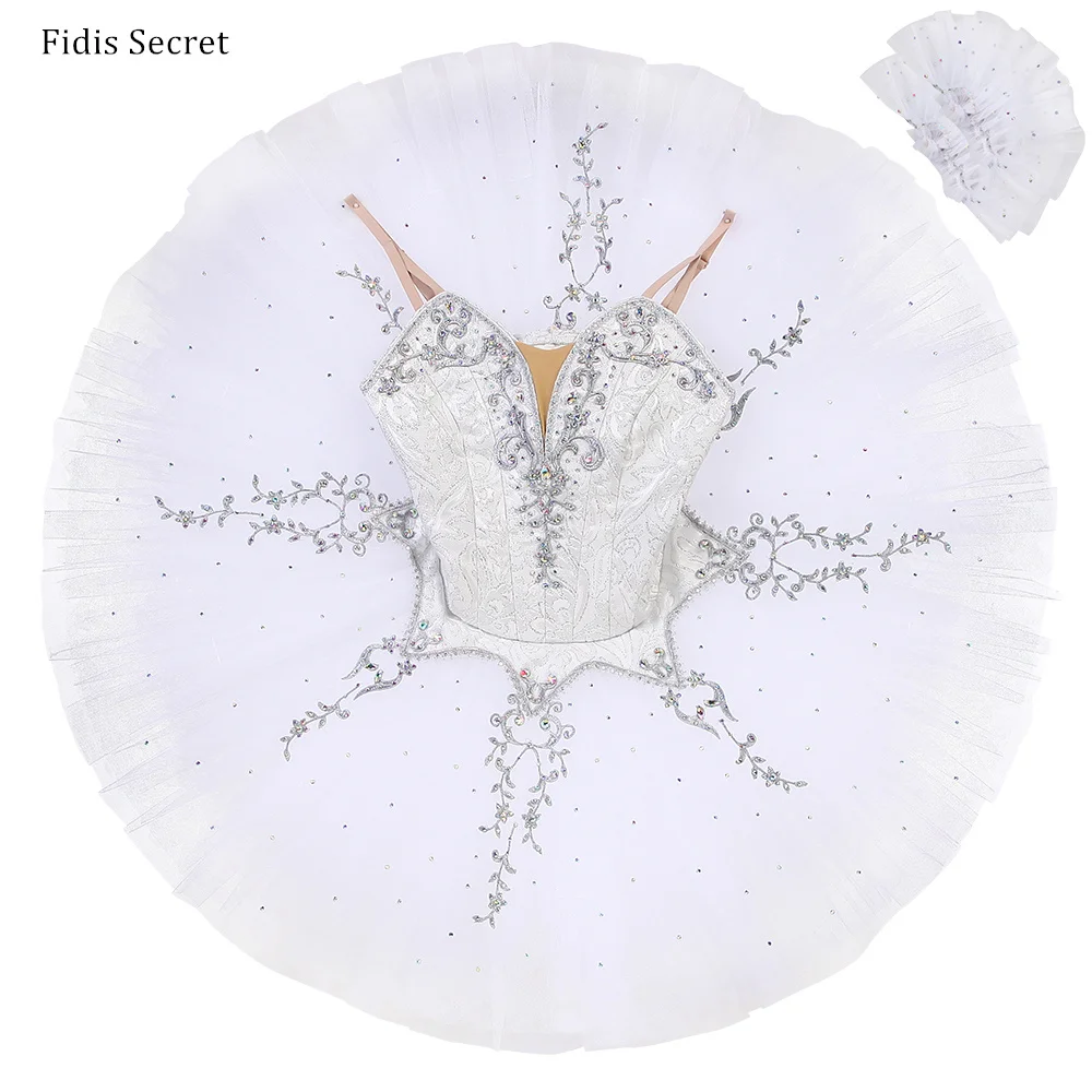 Crianças branco clássico panqueca ballet tutus vestido, meninas bailarina bela adormecida dança desempenho/conpetição trajes de palco