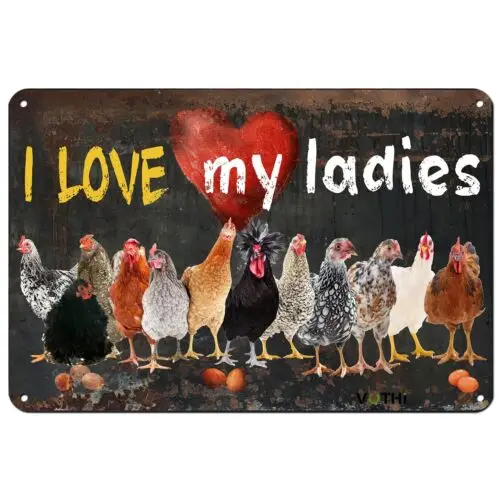 VOTHI Funny Chicken Coop Signs,I Love My Ladies,Vintage Kitchen Decor Gifts f...