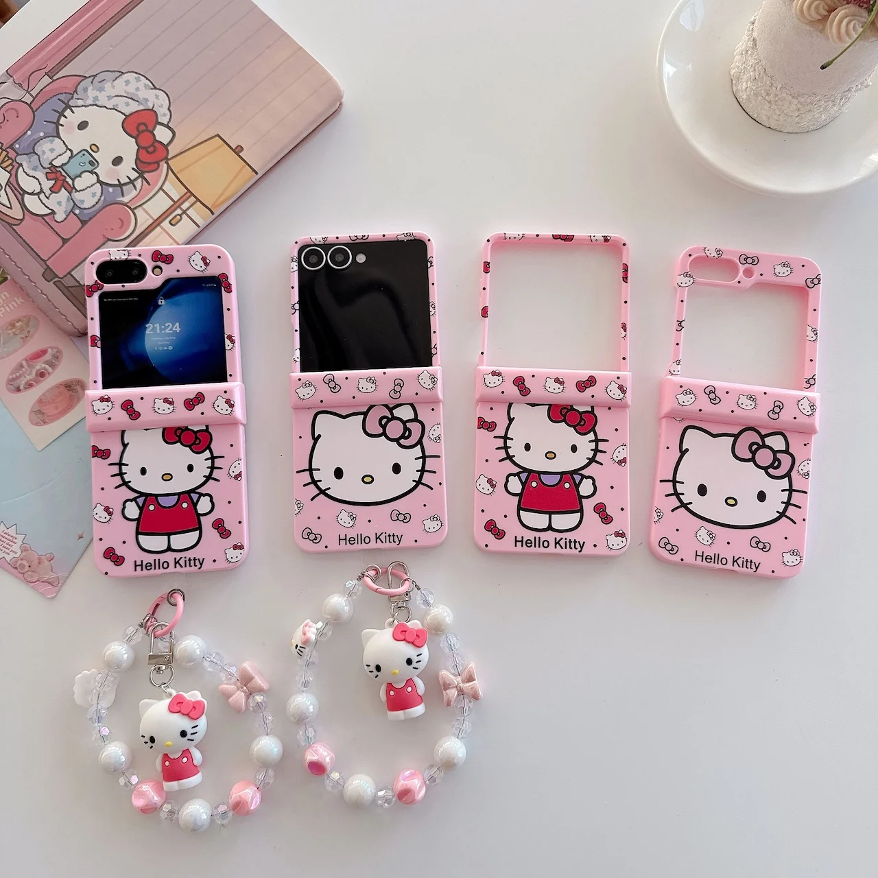 Cute Hello Kitty Pink Hinge Protective Case For Samsung Z Fl