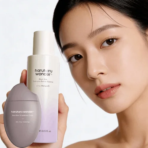 Imagen 2 del producto Esencia para el cuidado de la piel probiótica de arroz negro Haruharu coreano, 120ml, esencia de tóner de ácido hialurónico, crema facial, juego de cuidado de la piel de 50ml