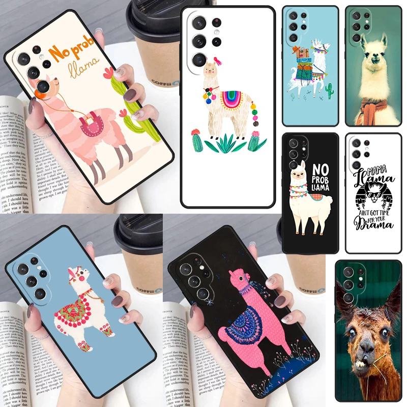 happy lama travel no prob llama Cover For Samsung Galaxy S23 Ultra S22 S20 S21 FE S8 S9 S10 Plus Note 10 20 Ultra phone Case