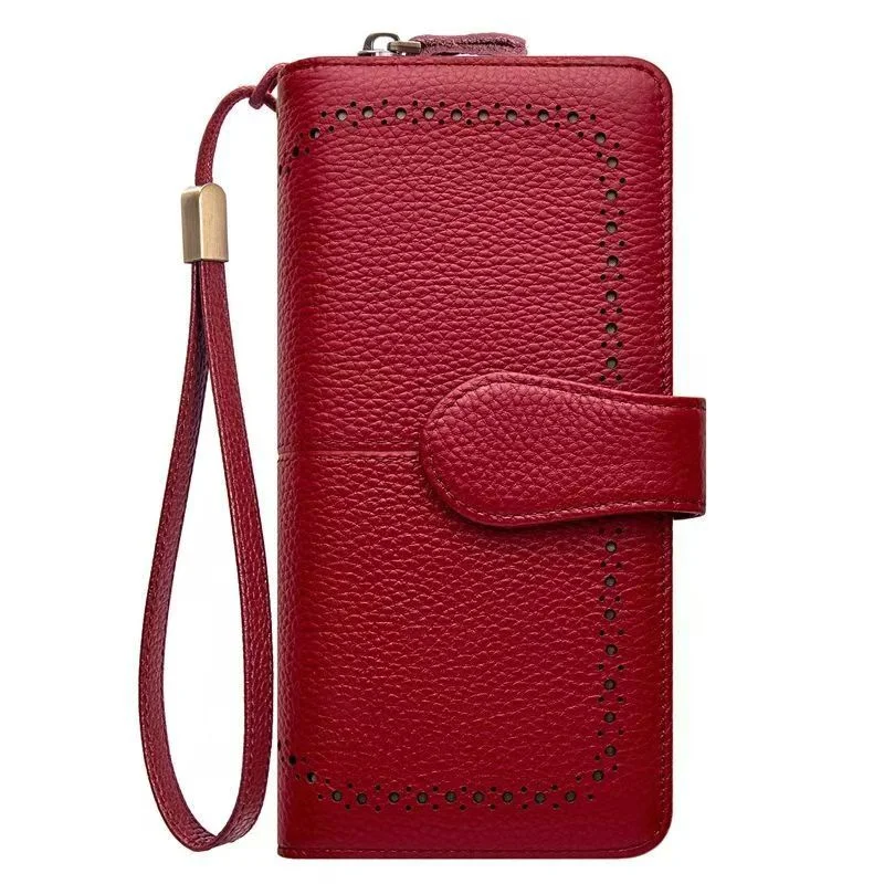 

RFID Card Holder Genuine Leather Purse Woman 2026 New Soft Real Cow Leather Wallet Long Cowhide Clutch Bag