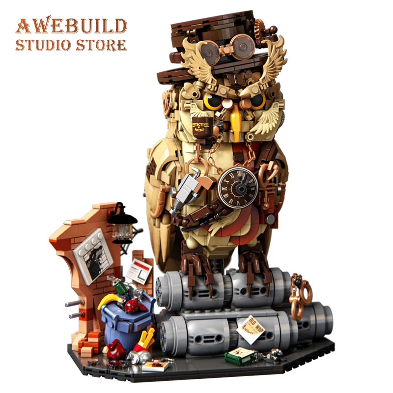 1286Pcs Mech Owl Detective Building Blocks Set Cyberpunk Magic Animal DIY Creative Bricks 3D Model STEM Toy Adult Birthday Gifts view 2