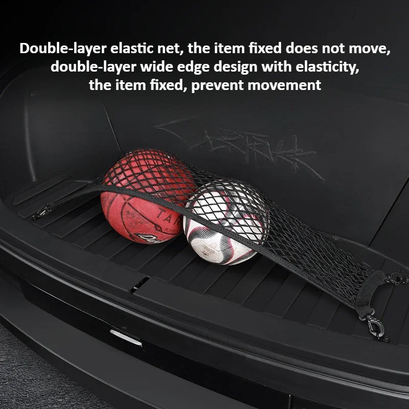 

For Tesla Cybertruck 2025 Front Spare Box Net Bag Car Accessories Floor Cargo Net Mesh Storage Elastic Layer Hooks Luggage Net