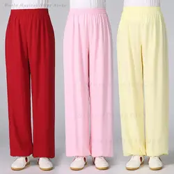 New Style Bottoms Milk Silk Comfortable Martial Arts Men and Women Bloomers Unisex Trousers Performance Practice Tai Chi Pants